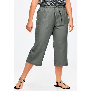 ellos Linen-Blend Drawstring Capris - 1 of 4
