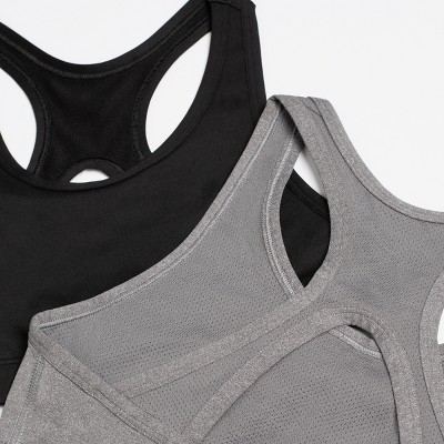 Fruit Of The Loom Girls Stay Dry Racerback Sports Bra 2 Pack Black Hue/grey  Heather L : Target