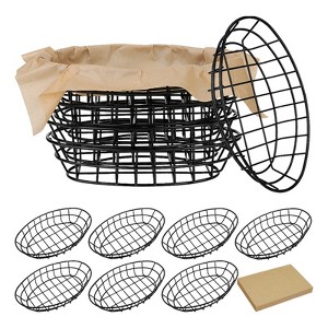 Aoibox 12Pack Oval Metal Bread Baskets with 50 Deli Wrapper Papers for Serving Bread,Pizza,Fruits in Restaurants,Kitchens,and Fast Food Establishments - 1 of 4
