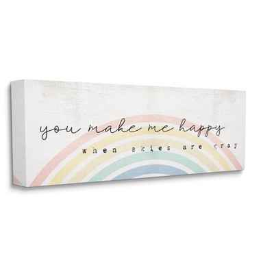 Stupell Industries You Make Me Happy Quote Rustic Rainbow Arches