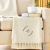 Personalization Mall Floral Wreath Embroidered Initial Afghan Throw Blanket - 3 of 4