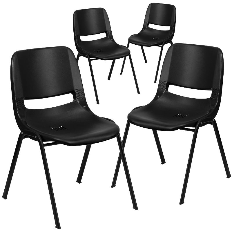 Flash Furniture 4 Pack HERCULES Series 440 lb. Capacity Kid's Ergonomic Shell Stack Chair with 14" Seat Height, 1 of 2