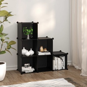 vidaXL Storage Cube Organizer with 6 Cubes Black PP - 1 of 4