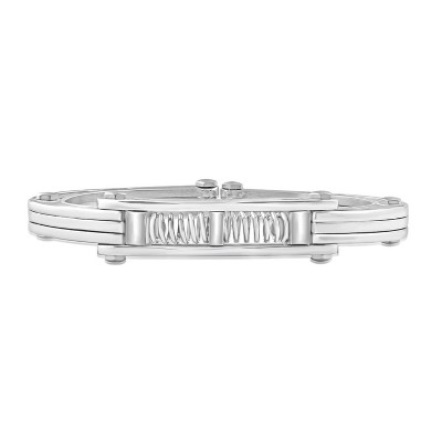Pompeii3 Men's Steel And Black Carbon Fiber Two Tone Spring 7" 6mm Cuffed Bracelet