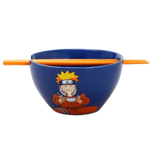 Naruto Uzumaki Eating Noodles 20 oz Ramen Bowl With Chopsticks - 1 of 4