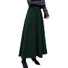 Women's Wool A-Line Maxi Skirt - Fall Winter Swing Pleated Long Skater Skirt Pocket-green - 2 of 4