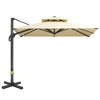 10ft Offset Patio Umbrella, Hanging Cantilever Umbrella, Square Shape, Aluminum Cross Base, Tilt, 360-Degree Rotation, Beige - 3 of 4