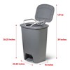 Glad Kitchen Trash Can with Lid, Foot Pedal and Garbage Bag Rings, 20 Gal, Grey - 2 of 4