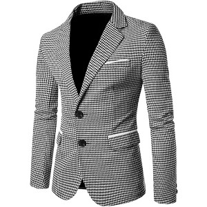 Lars Amadeus Men's Plaid Pattern Button Down Slim Fit Casual Blazer - 1 of 4