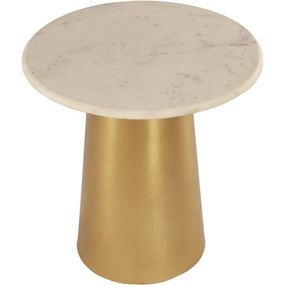 Sorrento 20" Round Marble Top Gold End Table
