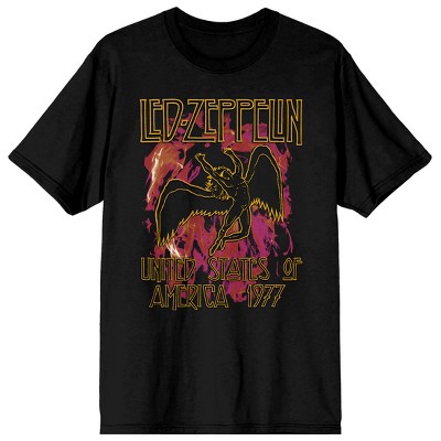 Led Zeppelin Usa 1977 Crew Neck Short Sleeve Men's Black T-shirt : Target
