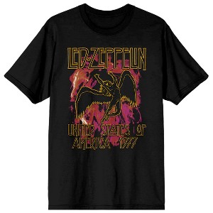 Led Zeppelin USA 1977 Crew Neck Short Sleeve Men's Black T-shirt - 1 of 3