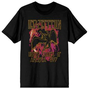 Led Zeppelin USA 1977 Crew Neck Short Sleeve Men's Black T-shirt