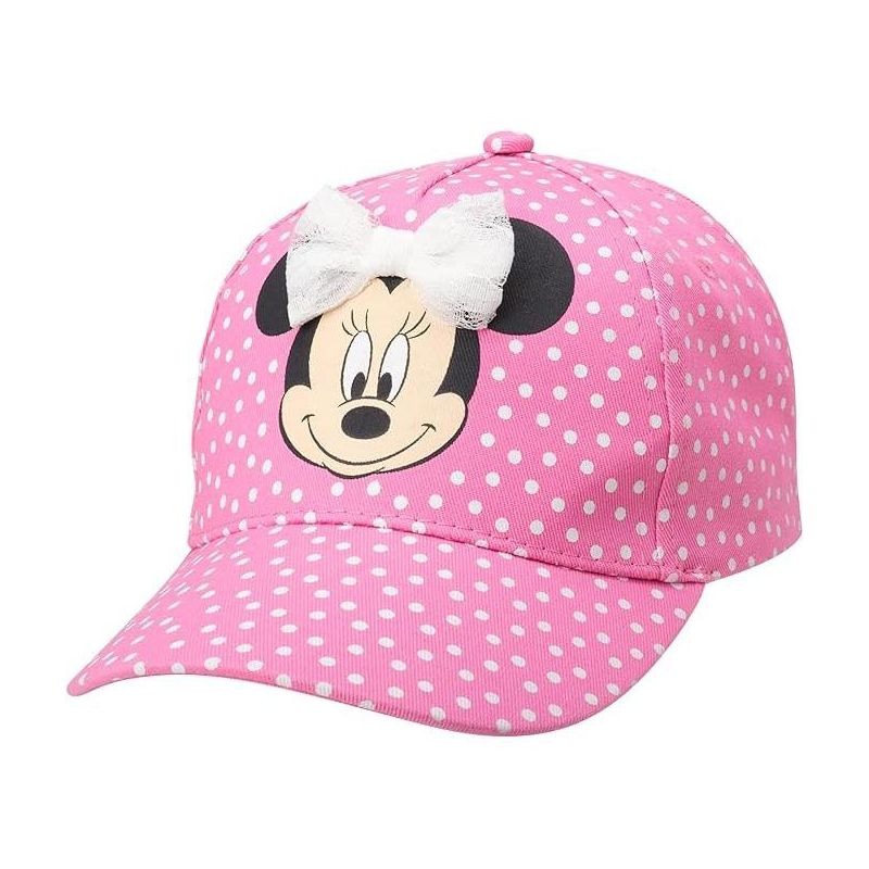 Disney Minnie Mouse Girls Baseball Cap – 3D Bow Curved Brim Strap Back Hat (Ages 4-7), 1 of 6