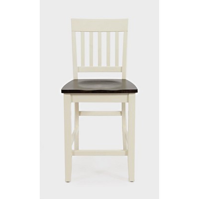 Jofran, Decatur Lane Farmhouse Solid Wood Counter Stool (Set of 2), White
