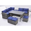 NicBex 7 Pieces Outdoor Furniture Set,All-Weather PE Rattan Patio Conversation Set with Dining Table,Chairs and Ottomans - 2 of 4