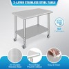Stainless Steel Prep Table 36 x 24 Inch, NSF Heavy Duty Commercial Kitchen Table with 4 Wheels and Under Shelf - 2 of 4