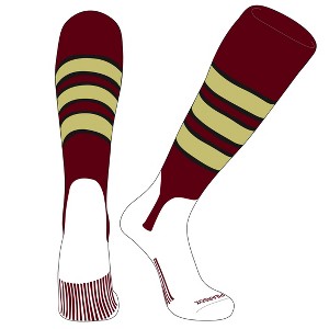 PEAR SOX OTC Baseball Softball Stirrup Socks (C, 5in) Cardinal, Black,Vegas Gold (M) - 1 of 3