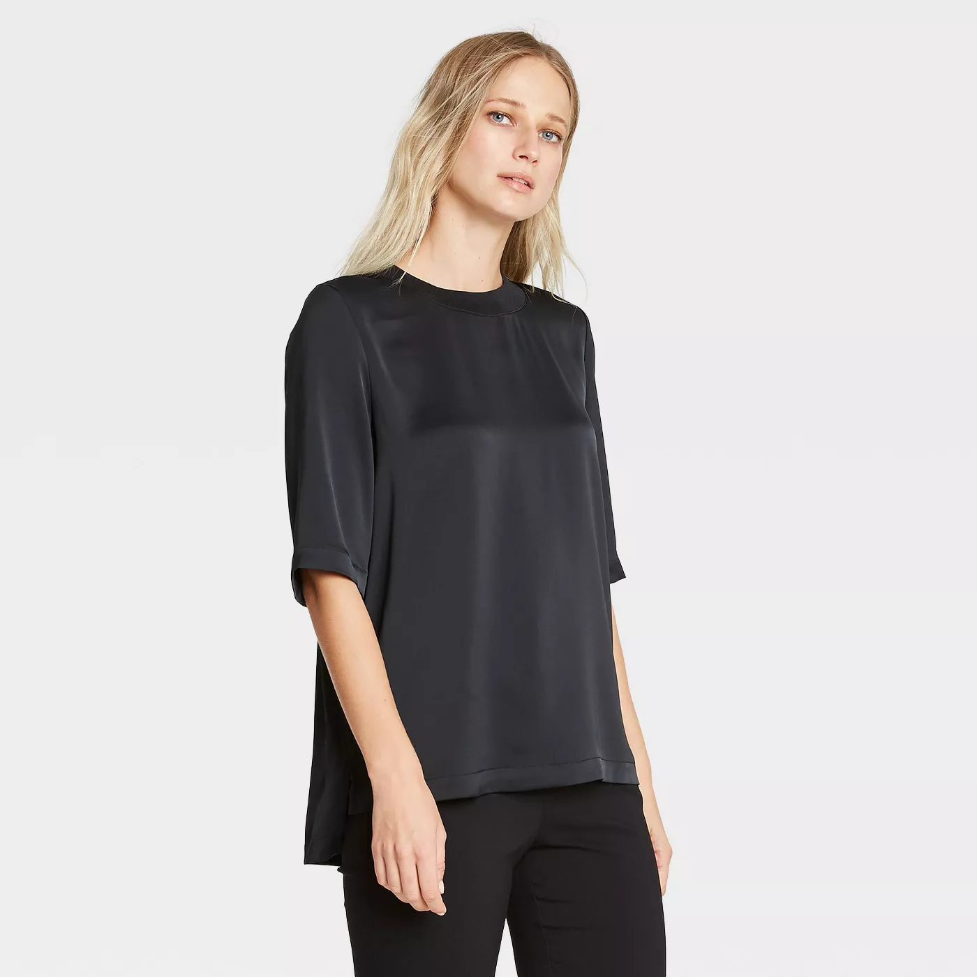Women's Elbow Sleeve Silky Top - Who What Wear™  - image 1 of 6