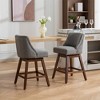 Wood+Fabric Counter Height Swivel Bar Stools Set of 2, 26'' H Seat Height Upholstered Bar Stools for Home Kitchen Living Room - 3 of 4