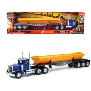 Peterbilt 379 Truck with Side Dump Blue and Yellow "Long Haul Truckers" Series 1/32 Diecast Model by New Ray - 1 of 3