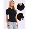 INSPIRE CHIC Women's Short Sleeve Turn Down Collar Button Up Knit Casual Tops - 2 of 4
