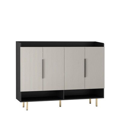 NicBex Shoe Cabinet with 4 Doors,Shoe Organizer with Adjustable Shelf for Hallway,Living Room and Entryway,White+Black