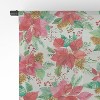 Ninola Design Poinsettia Holiday Flowers 50" x 96" Single Panel Sheer Window Curtain - Society6 - 4 of 4