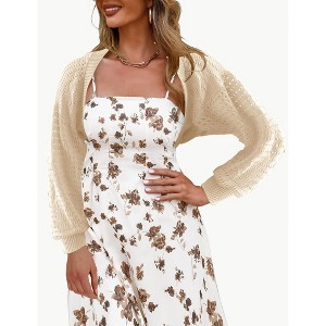 Women Crochet Shrug Sweater Crop Cardigans Drop Shoulder Knit Bolero Sweater - 1 of 3