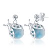Caribbean Treasures Sterling Silver Larimar Lady Bug Earrings - Blue - 2 of 3