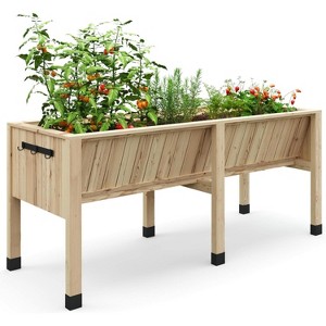Elevated Wood Planter Box Stand for Backyard, Outdoor Planter Box with Storage Shelf,Herb Planter,for Backyard, Patio - 1 of 4