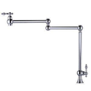 WOWOW  Deck Mounted Pot Filler with Double Handle and Joint Swing Arm in Brushed Nickel - 1 of 4