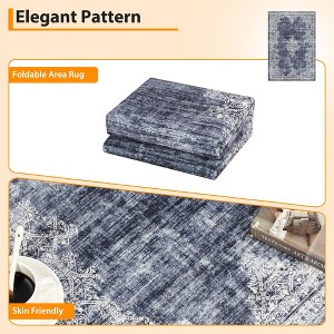 Machine Washable Area Rug for Bedroom Foldable Ultra Thin Low Pile Carpet Non Slip Indoor Floor Cover - 1 of 4