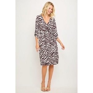 WEST K Women's Georgina Roll-tab Sleeve Faux-Wrap Mini Dress - 1 of 4