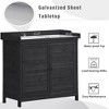 ORRD 39” Outdoor Potting Bench, Rustic Wooden Garden Workstation with Storage Cabinet, 2 Shelves & Side Hooks, Black - 2 of 4