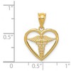 Black Bow Jewelry 14k Yellow Gold Caduceus Heart Medical Pendant, 15mm - 4 of 4