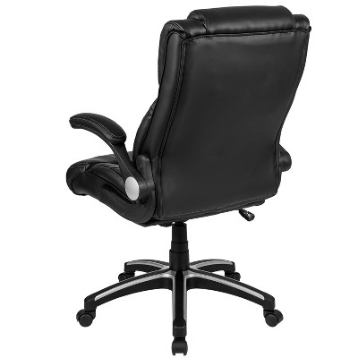 Executive High Back Black LeatherSoft Swivel Office Chair with Lumbar Support