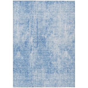 Denim Blue And Ivory Abstract Washable Indoor Outdoor Area Rug - 1 of 4