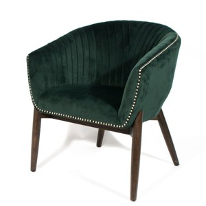 HomeRoots 28" Green And Brown Velvet Arm Chair - 1 of 4