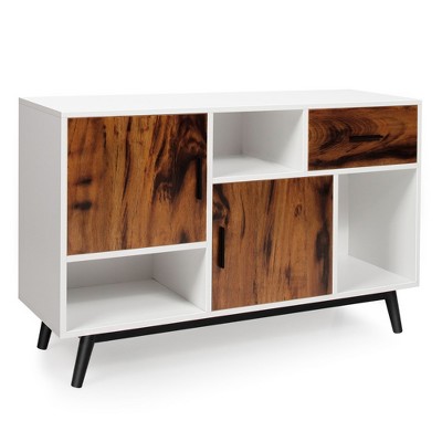 Costway Sideboard Storage Cabinet w/Display Shelves Doors & Drawer Modern Buffet