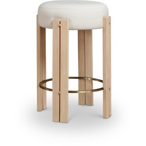 Meridian Furniture,Harrison Cream Vegan Leather Counter Stool - 1 of 4