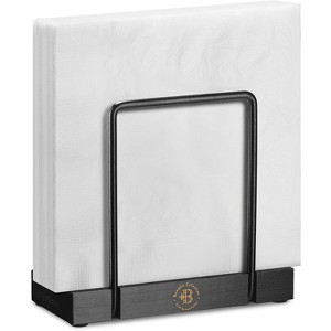Napkin Holder for Table - Modern Black Napkin Dispenser, Bamboo and Iron Design, Non-Slip, Suitable for Kitchen, Dining, Farmhouse, Cocktail, Picnic. - 1 of 4