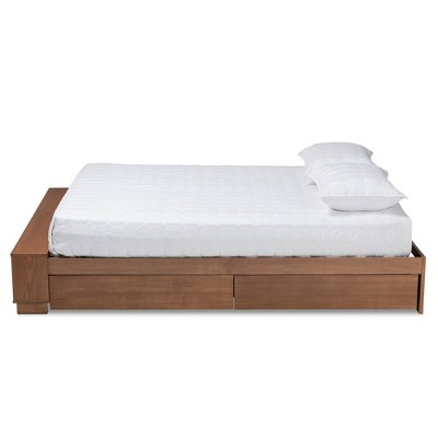 Arthur King Size Ash Walnut Wood Platform Bed with Storage