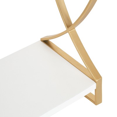 Kate and Laurel Arietta Rectangle MDF Accent Shelf, 18x7x28, Gold and White