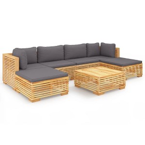 vidaXL Garden Lounge Set Teak and Dark Grey Solid Teak Wood, 100% Polyester - 1 of 4