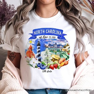 Artistic North Carolina State Themes and Landmarks T-Shirt, Tee for History and Travel Lovers| OrnamentallyYou - 1 of 4