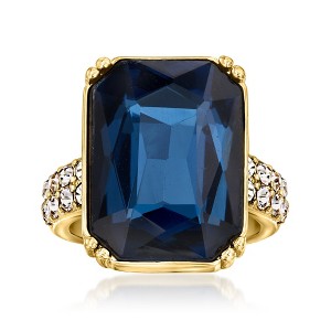 Ross-Simons 14kt Yellow Gold-Plated Ring With Simulated Blue Gemstone and .81 ct. t.w. Czs - 1 of 4