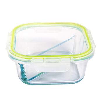 Lexi Home 27 oz. Square 2-Compartment Glass Meal Prep Container