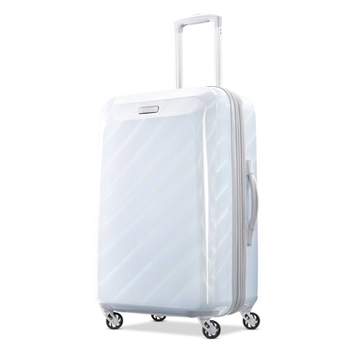 American Tourister Moonlight Hardside Medium Checked Spinner Suitcase - Iridescent White