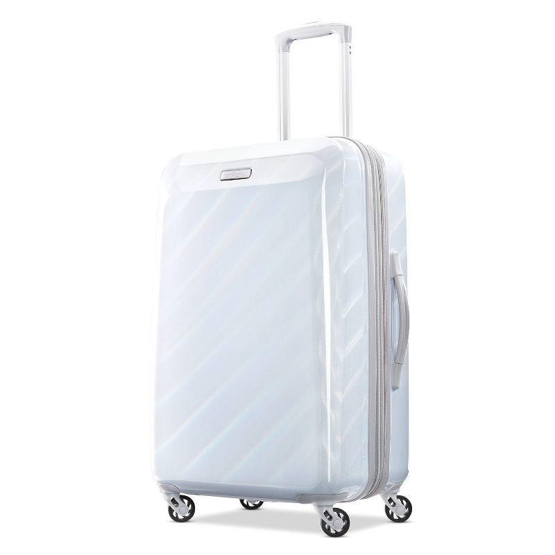 American Tourister Moonlight Hardside Medium Checked Spinner Suitcase - Iridescent White, 1 of 8